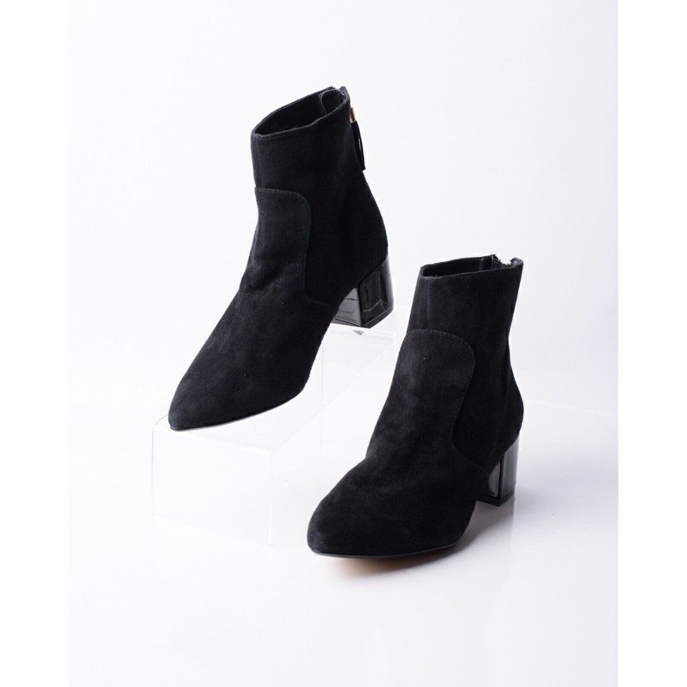Karl Lagerfeld Maude Womens Black Suede Ankle Boots Booties Tassels Sz 6 Pointed